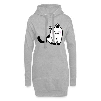Chaton blanc - Sweat-shirt à capuche long Femme - gris chiné - Devant