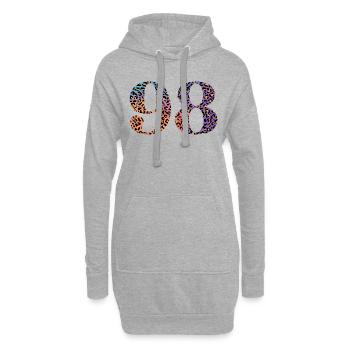 98e anniversaire léopard - Sweat-shirt à capuche long Femme - gris chiné - Devant