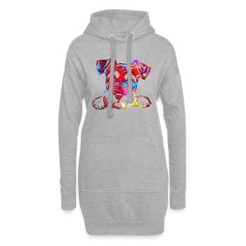 Chien chiot chien mignon Corgi aquarelle Art Cartoon Wof - Sweat-shirt à capuche long Femme - gris chiné - Devant