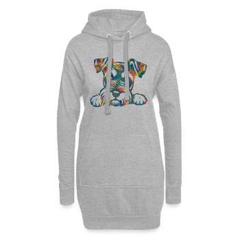 Chien chiot chien mignon Corgi aquarelle Art Cartoon Wof - Sweat-shirt à capuche long Femme - gris chiné - Devant