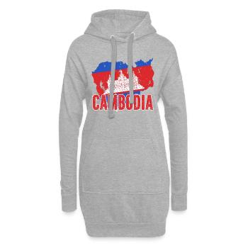 Temple du Cambodge Khmer Vintage drapeau je cadeau - Sweat-shirt à capuche long Femme - gris chiné - Devant