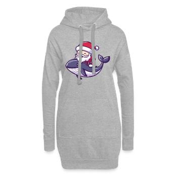 Baleine Père Noël Dessin animé - Sweat-shirt à capuche long Femme - gris chiné - Devant