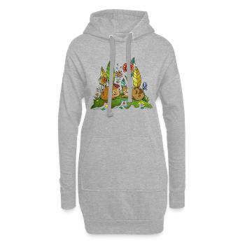 Katzen - Hoodie-Kleid - Grau meliert - Vorne