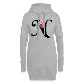 Buchstabe n Minimalistische Blumen - Hoodie-Kleid - Grau meliert - Vorne