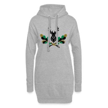 Hirsch Geweih Eiche Logo 3farbig - Hoodie-Kleid - Grau meliert - Vorne