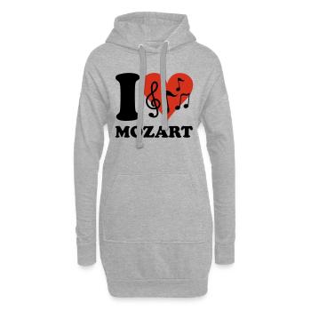 I love Mozart - Hoodie-Kleid - Grau meliert - Vorne