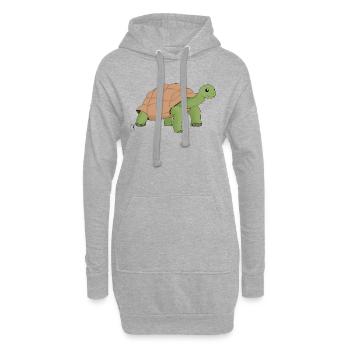 Cartoon Schildkröte - Hoodie-Kleid - Grau meliert - Vorne