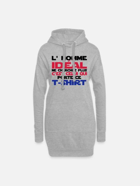 l'homme idéal - Sweat-shirt à capuche long Femme - gris chiné