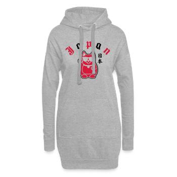 japan cat - Sweat-shirt à capuche long Femme - gris chiné - Devant