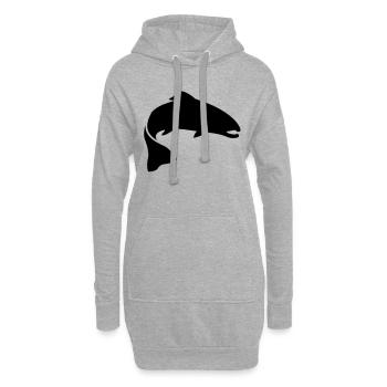 fish__f1 - Sweat-shirt à capuche long Femme - gris chiné - Devant