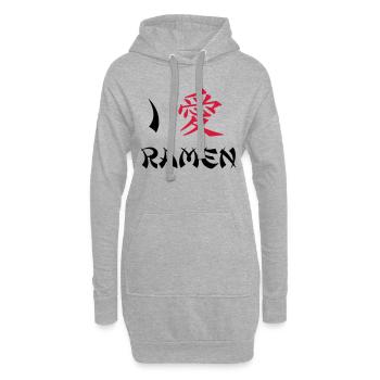 I love Ramen - Sweat-shirt à capuche long Femme - gris chiné - Devant