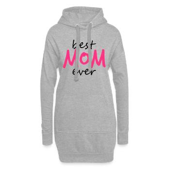 text best mom ever sticker autocollant button amour - Sweat-shirt à capuche long Femme - gris chiné - Devant