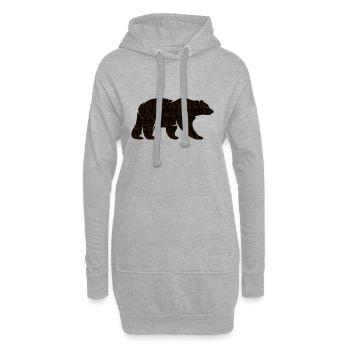 Ours brun fort - Sweat-shirt à capuche long Femme - gris chiné - Devant
