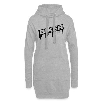 biker_logo_grunge_fa1 - Sweat-shirt à capuche long Femme - gris chiné - Devant
