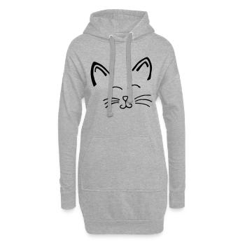 visage de chat - Sweat-shirt à capuche long Femme - gris chiné - Devant