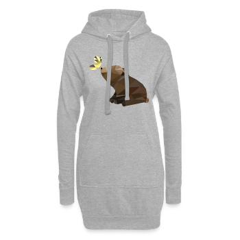 Ours avec papillon, bébé ours, doux - Sweat-shirt à capuche long Femme - gris chiné - Devant