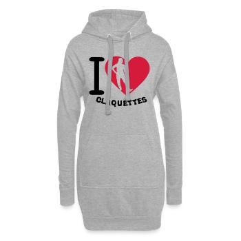 love claquettes i coeur 2 - Sweat-shirt à capuche long Femme - gris chiné - Devant