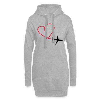 Plane Heart - Hoodie-Kleid - Grau meliert - Vorne