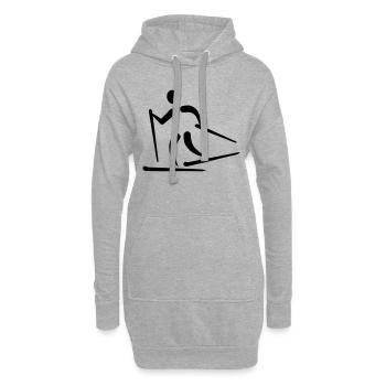 Ski de fond - Sweat-shirt à capuche long Femme - gris chiné - Devant