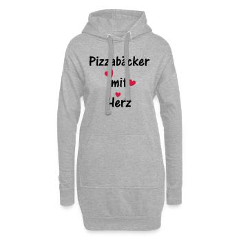 Pizzabäcker mit Herz - Hoodie-Kleid - Grau meliert - Vorne