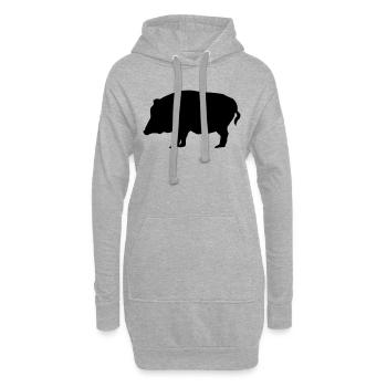 Wild Boar - Wildschwein - Hoodie-Kleid - Grau meliert - Vorne
