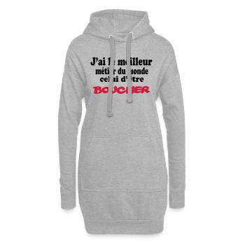 J'ai le meilleur métier du monde boucher : boucher - Hoodie-Kleid - Grau meliert - Vorne