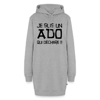 adolescent / enfant / ado / adolescente - Sweat-shirt à capuche long Femme - gris chiné - Devant