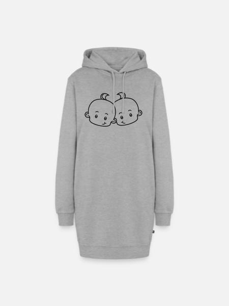 frère garçons 2 amis équipe couple frères et soeur - Sweat-shirt à capuche long Femme - gris chiné