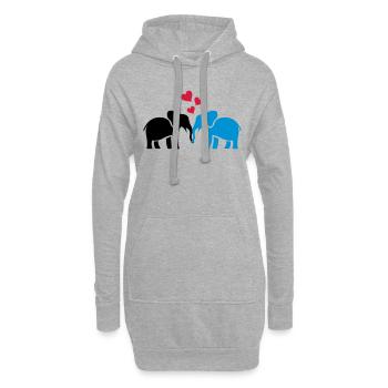 elefanten_liebe - Hoodie-Kleid - Grau meliert - Vorne