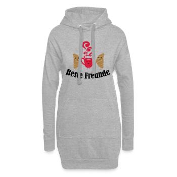 croissant_and_coffee_friends_001 - Hoodie-Kleid - Grau meliert - Vorne