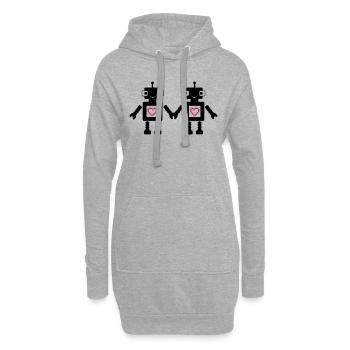 roboters_in_love_02 - Sweat-shirt à capuche long Femme - gris chiné - Devant