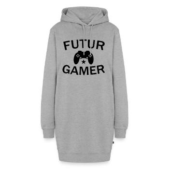 Futur Gamer - Sweat-shirt à capuche long Femme - gris chiné - Devant