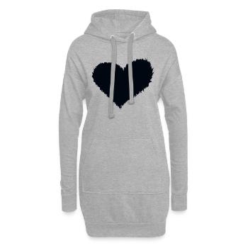 Herz brennend schwarz - Hoodie-Kleid - Grau meliert - Vorne
