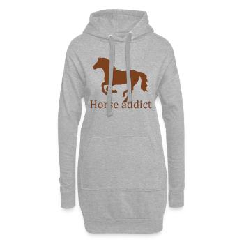 Cheval Horse - Sweat-shirt à capuche long Femme - gris chiné - Devant
