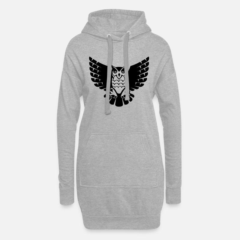 Eule - Hoodie-Kleid - Grau meliert