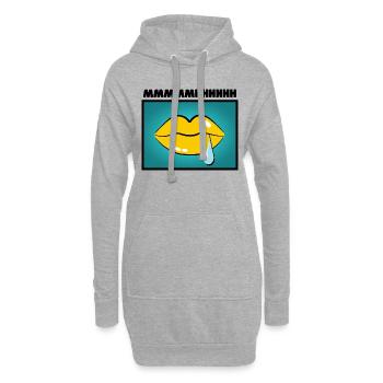 Lèvres - Sweat-shirt à capuche long Femme - gris chiné - Devant