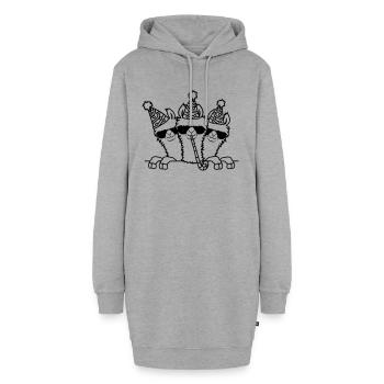 Geburtstag feiern Party Lamas - Hoodie-Kleid - Grau meliert - Vorne
