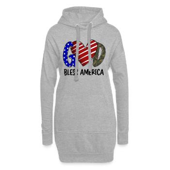God Bless America - Hoodie Dress - heather grey - Front