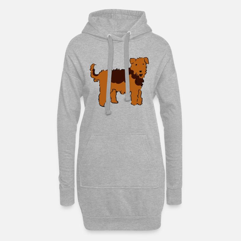 Airedale Terrier - Hoodie-Kleid - Grau meliert