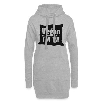 Combat d’oreillers végétaliens? J’y suis! - Sweat-shirt à capuche long Femme - gris chiné - Devant