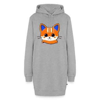 chaton - Sweat-shirt à capuche long Femme - gris chiné - Devant