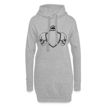 skull wappen - Hoodie-Kleid - Grau meliert - Vorne