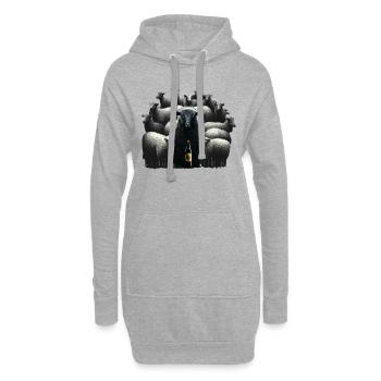 Mouton noir frais avec de la bière - Sweat-shirt à capuche long Femme - gris chiné - Devant