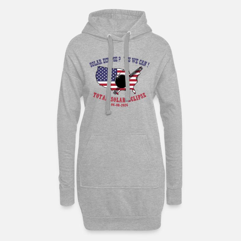 Total Solar Eclipse 2024 - Hoodie-Kleid - Grau meliert