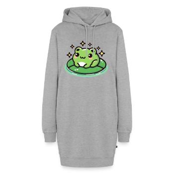 Grenouille sur Lilypad : mignon et magique - Sweat-shirt à capuche long Femme - gris chiné - Devant