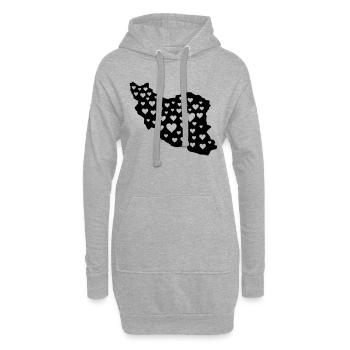 Iran Amour 01 - Sweat-shirt à capuche long Femme - gris chiné - Devant