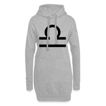 Sternzeichen Waage, exklusives T-Shirt Design - Hoodie-Kleid - Grau meliert - Vorne