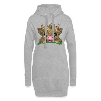 Petite Vache - Sweat-shirt à capuche long Femme - gris chiné - Devant