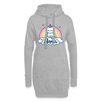 Anna Nom Prénom Chat licorne - Sweat-shirt à capuche long Femme - gris chiné - Devant