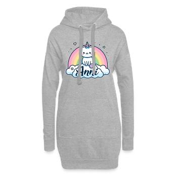 Anni Name Vorname Einhornkatze - Hoodie-Kleid - Grau meliert - Vorne